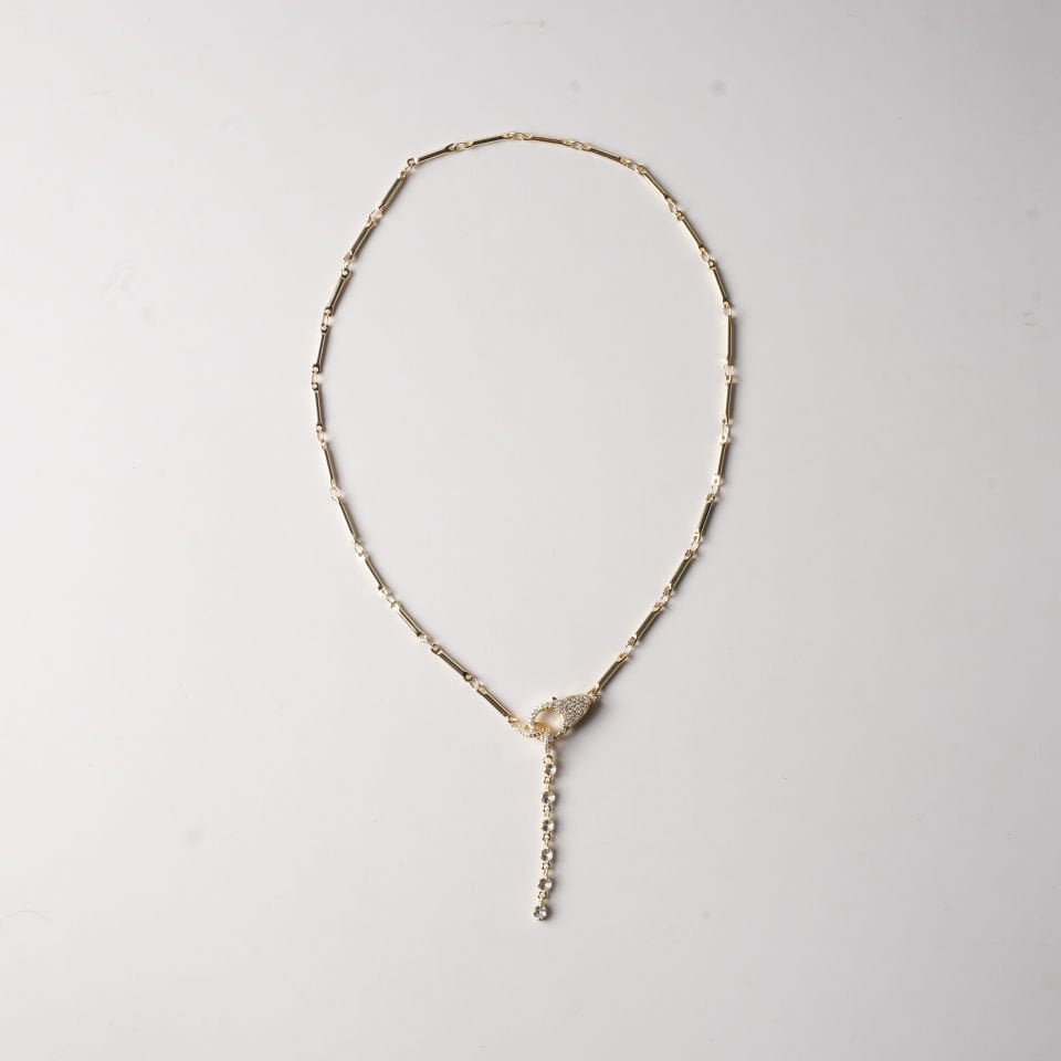 Zirkon Detaylı Gold Kolye