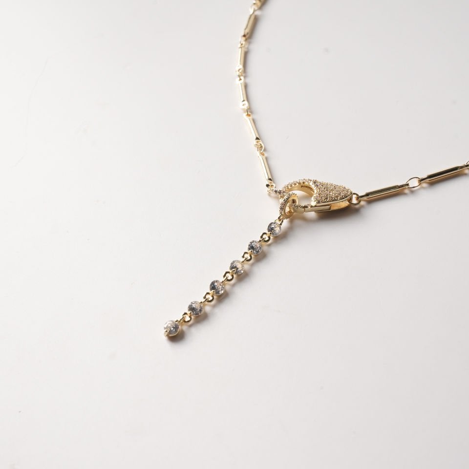 Zirkon Detaylı Gold Kolye